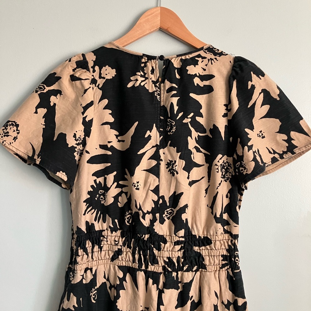 ANTHROPOLOGIE Somerset Black/Tan Floral Wide Leg Jumpsuit Size XS (Like a S/M) - Picture 9 of 16